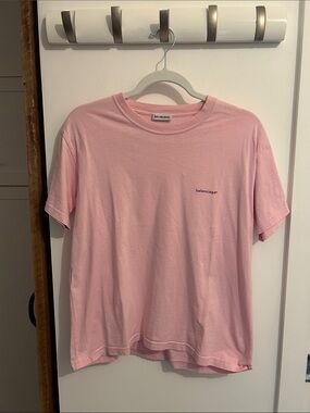 Authentic (XL youth), S WMs Balenciaga Light Pink Crewneck Tee with Mini Logo
